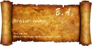 Breier Andor névjegykártya